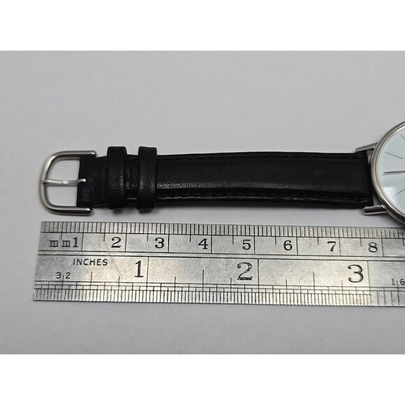 Ole Mathiesen Copenhagen Swiss Made Quartz Dress Watch Black Leather New Battery - Picture 8 of 11